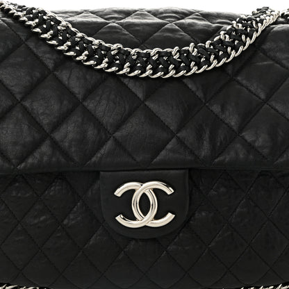 Chanel Washed Lambskin Quilted Maxi Chain Around Flap Black 8 of 11
