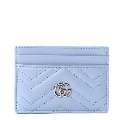Gucci Calfskin Matelasse GG Marmont Card Holder Porcelain Light Blue 1 of 5