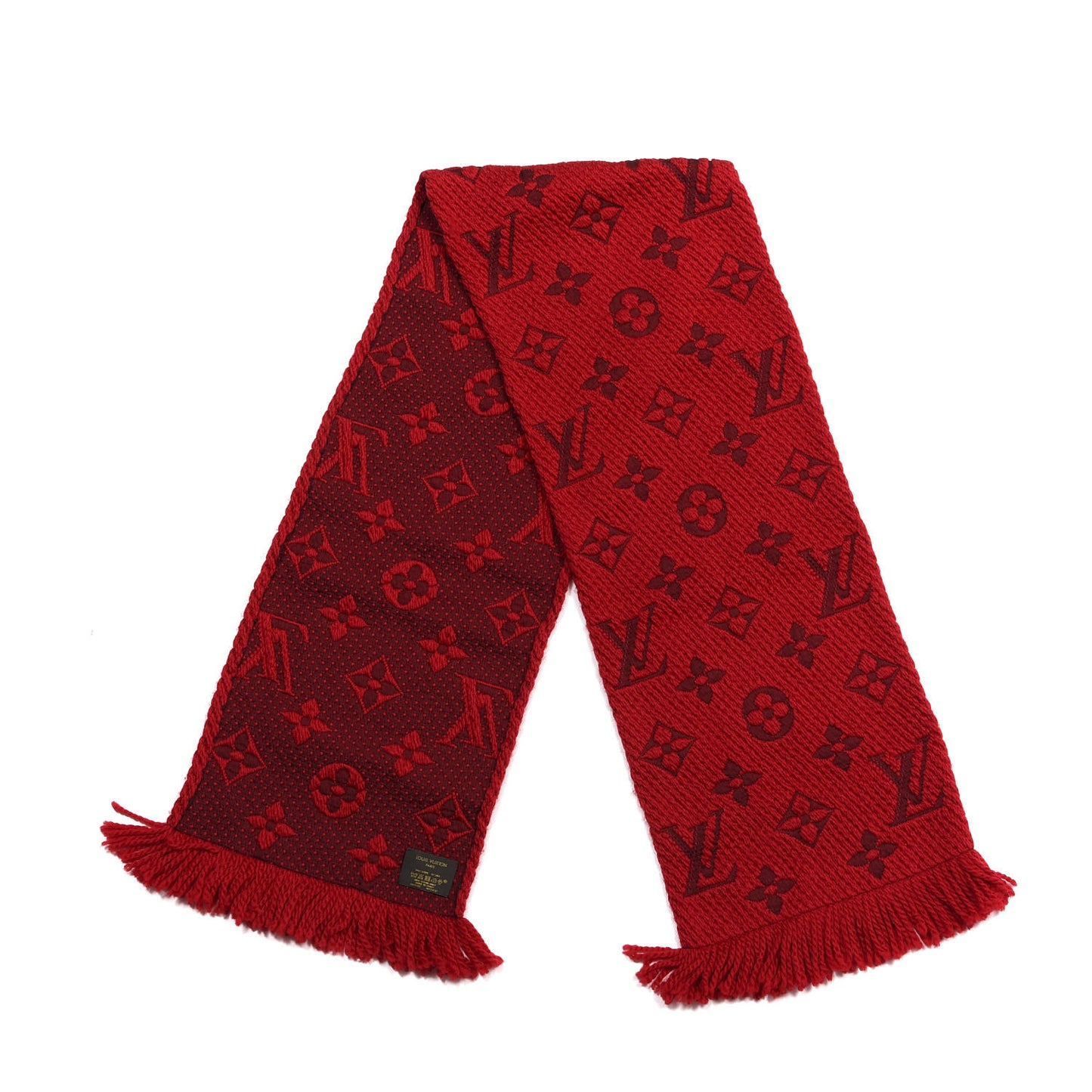 Wool Silk Logomania Scarf Rubis
