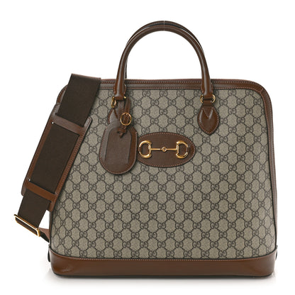 Gucci GG Supreme Monogram Azalea Calfskin Horsebit 1955 Duffle Bag Beige Ebony Brown Sugar 1 of 10