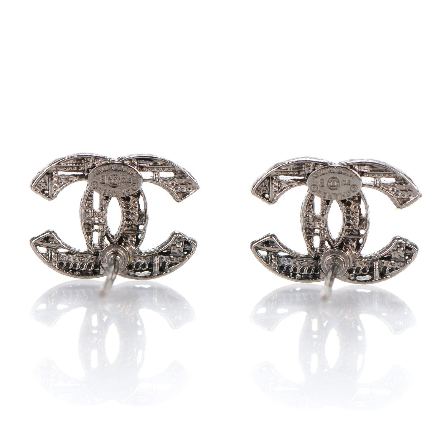 Chanel CC Chain Earrings Dark Silver 3 of 5