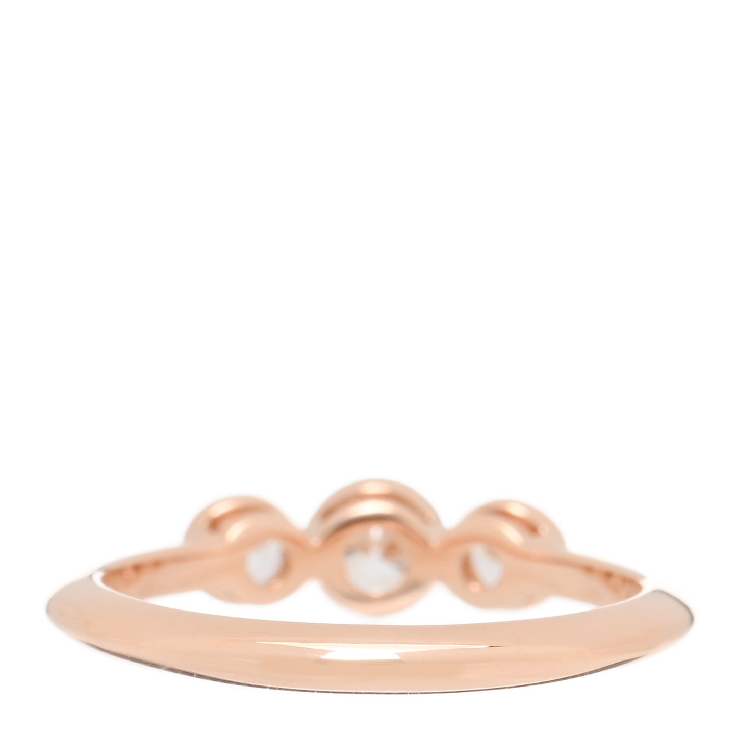 18K Rose Gold Diamond Three Stone Milgrain Ring 47 4