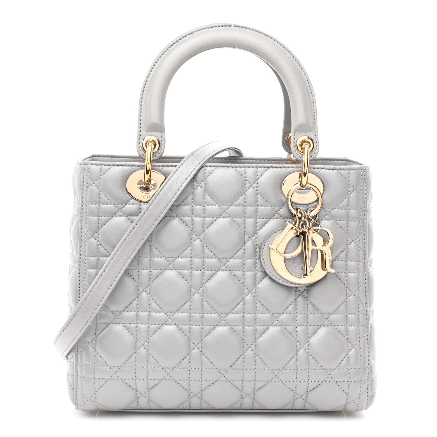 Lambskin Cannage Medium Lady Dior Grey