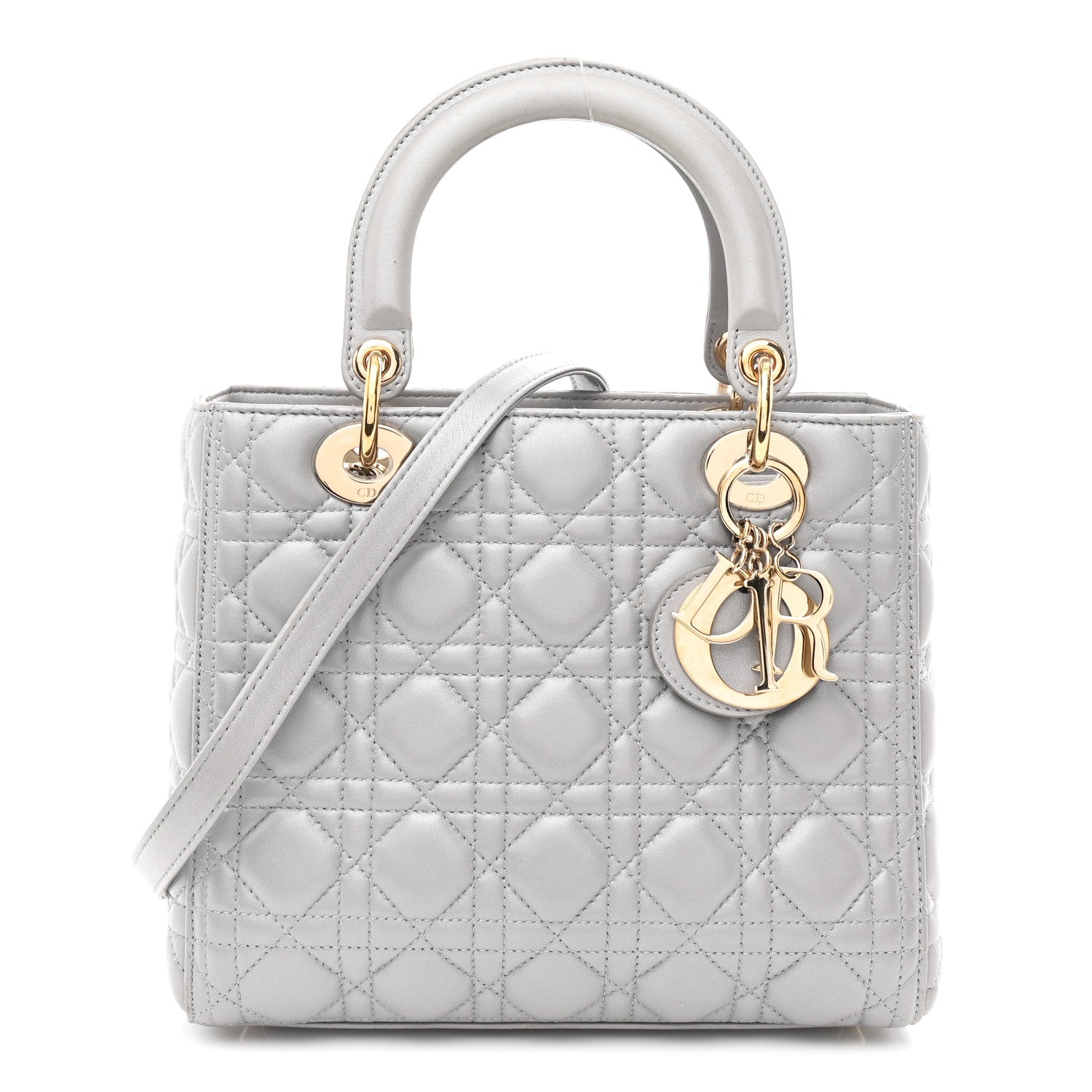 Christian Dior Lambskin Cannage Medium Lady Dior Grey 1 of 10