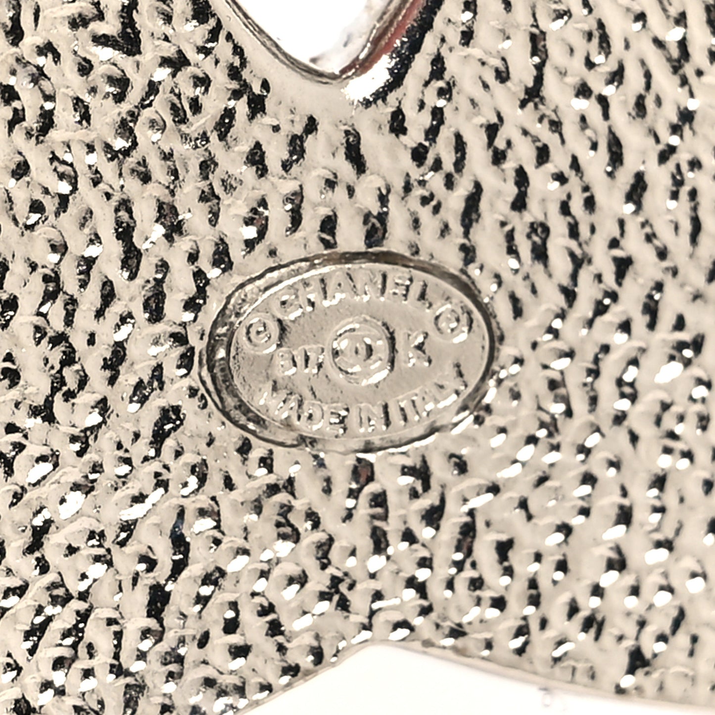 Pearl Crystal CC Mini Brooch Silver