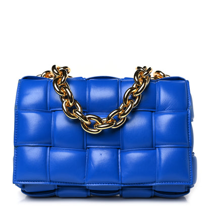 Bottega Veneta Lambskin Maxi Intreccio Padded Chain Cassette Crossbody Bag Cobalt 1 of 9