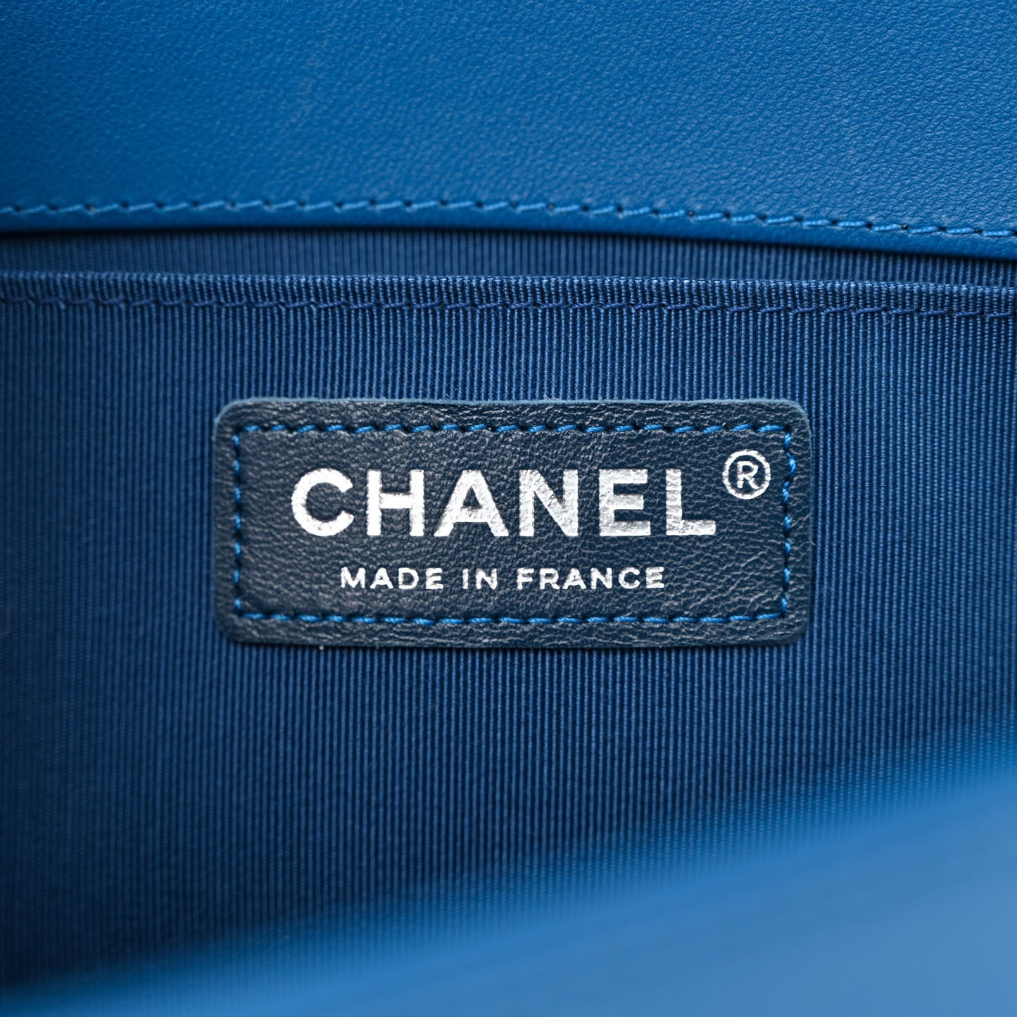 Lambskin Iridescent PVC Chevron Quilted Medium Boy Flap Blue Silver