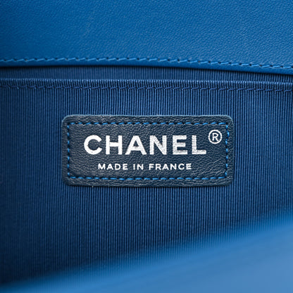 Chanel Lambskin Iridescent PVC Chevron Quilted Medium Boy Flap Blue Silver 6 of 11