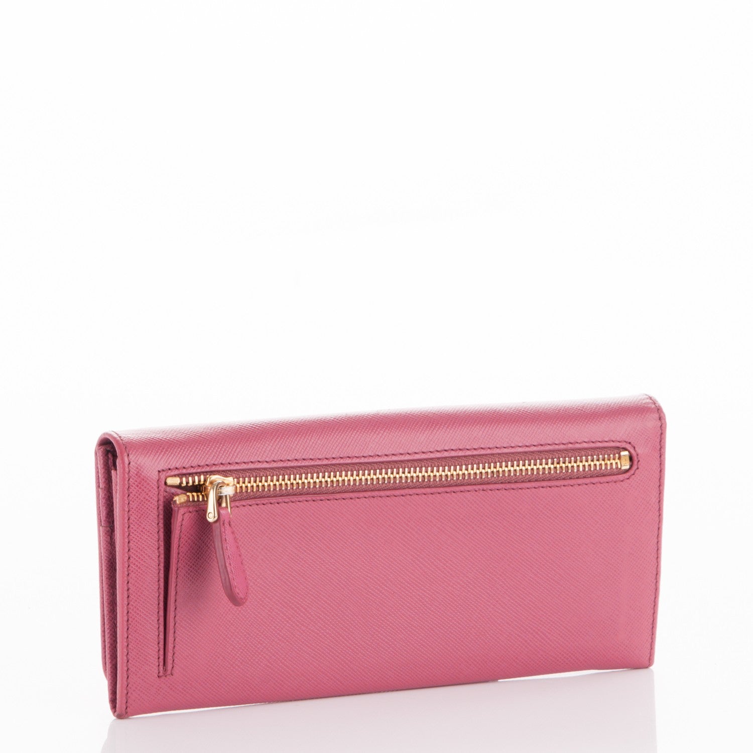 Prada Saffiano Metal Continental Flap Wallet Peonia 3 of 7