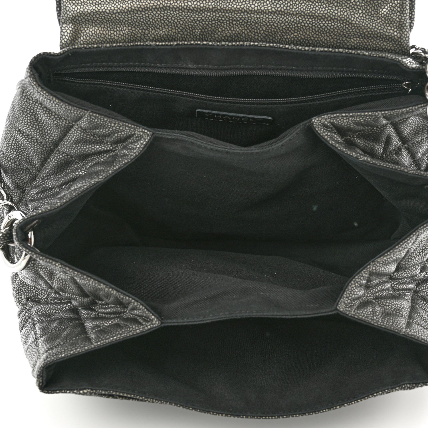 Chanel Metallic Caviar Quilted Timeless Accordion Flap Dark Silver 7 of 12