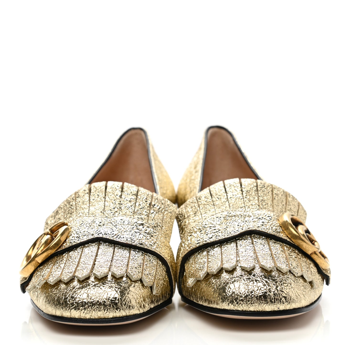 Galassia GG Marmont Fringe 25mm Loafer Pumps 35.5 Platino
