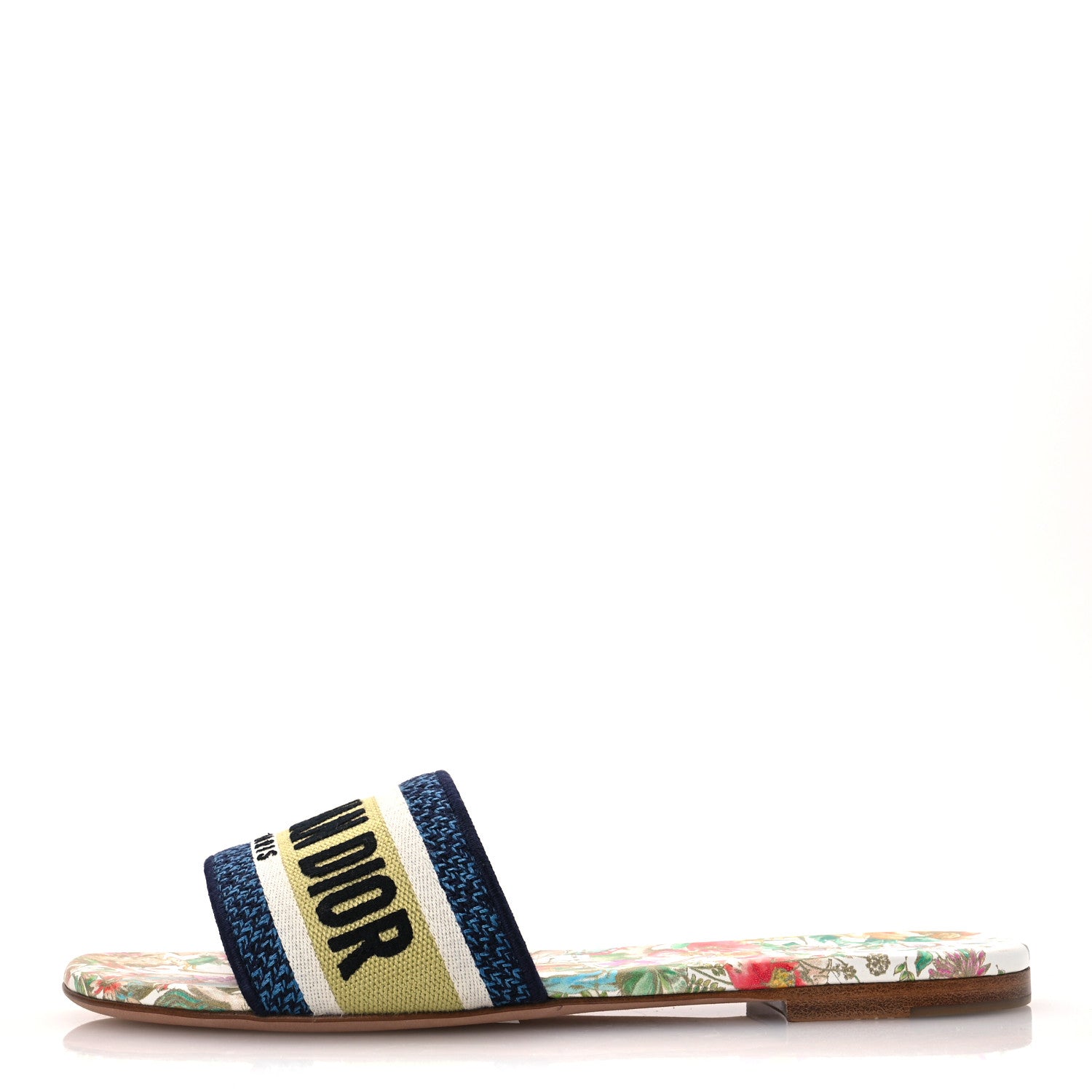 Christian Dior Canvas D-Constellation Embroidered Dway Flat Slide Sandals 36.5 White Multicolor 1 of 11