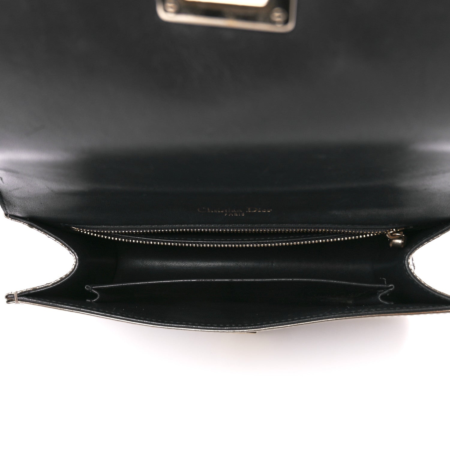 Christian Dior Metallic Patent Micro-Cannage Medium Diorama Flap Bag Silver 5 of 14