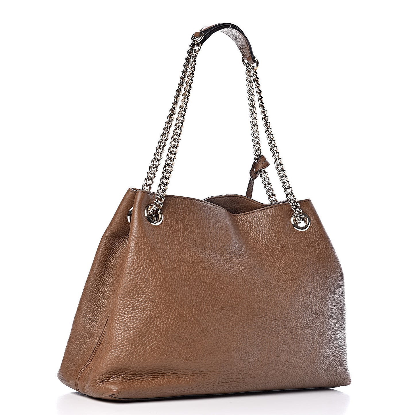Pebbled Calfskin Medium Soho Chain Shoulder Bag Maple Brown