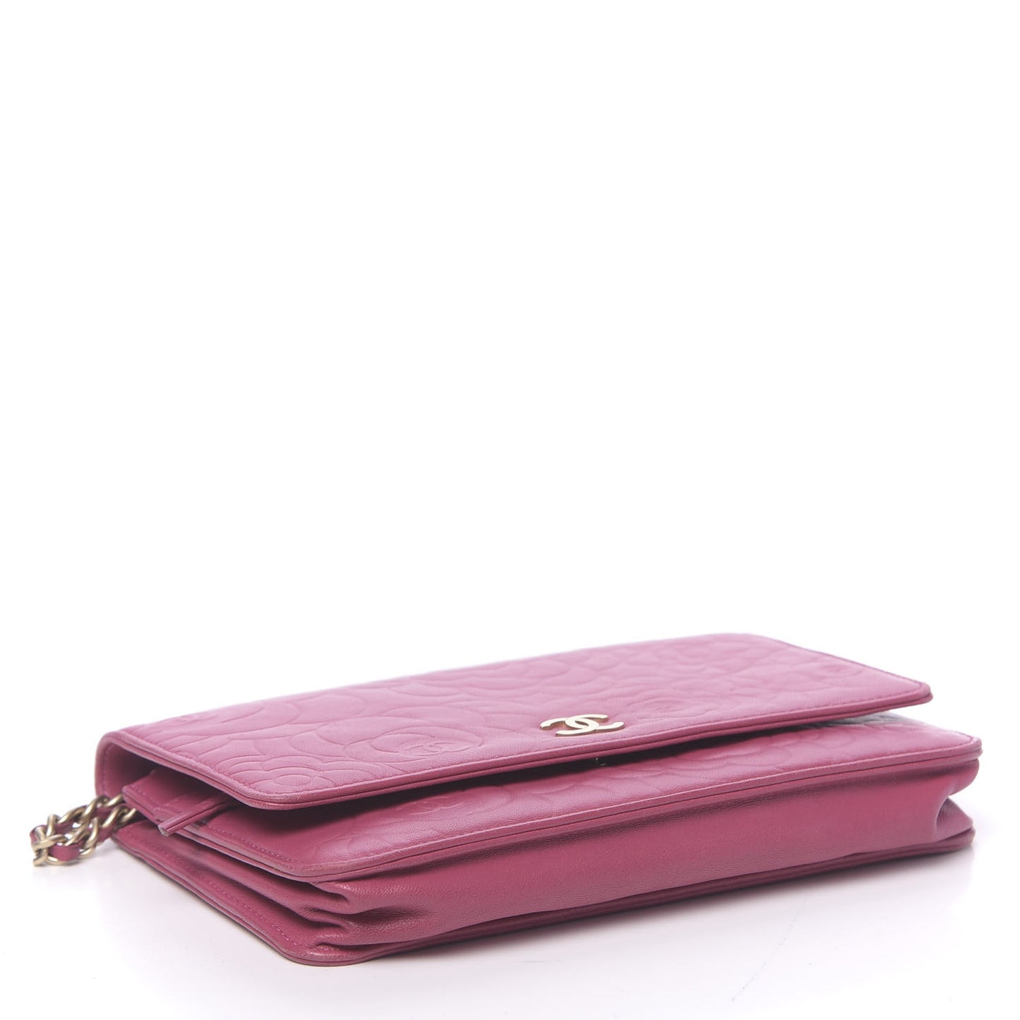 Lambskin Camellia Embossed Wallet On Chain WOC Pink