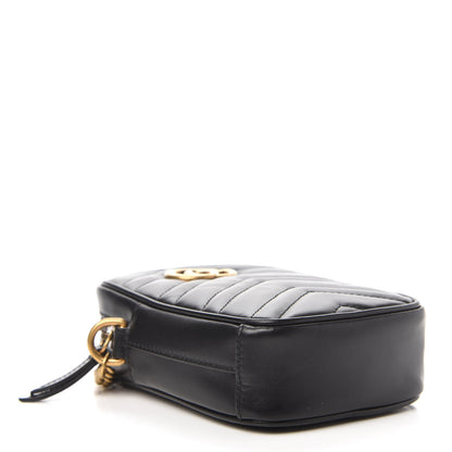 Gucci Calfskin Matelasse Mini GG Marmont Crossbody Bag Black 4 of 10