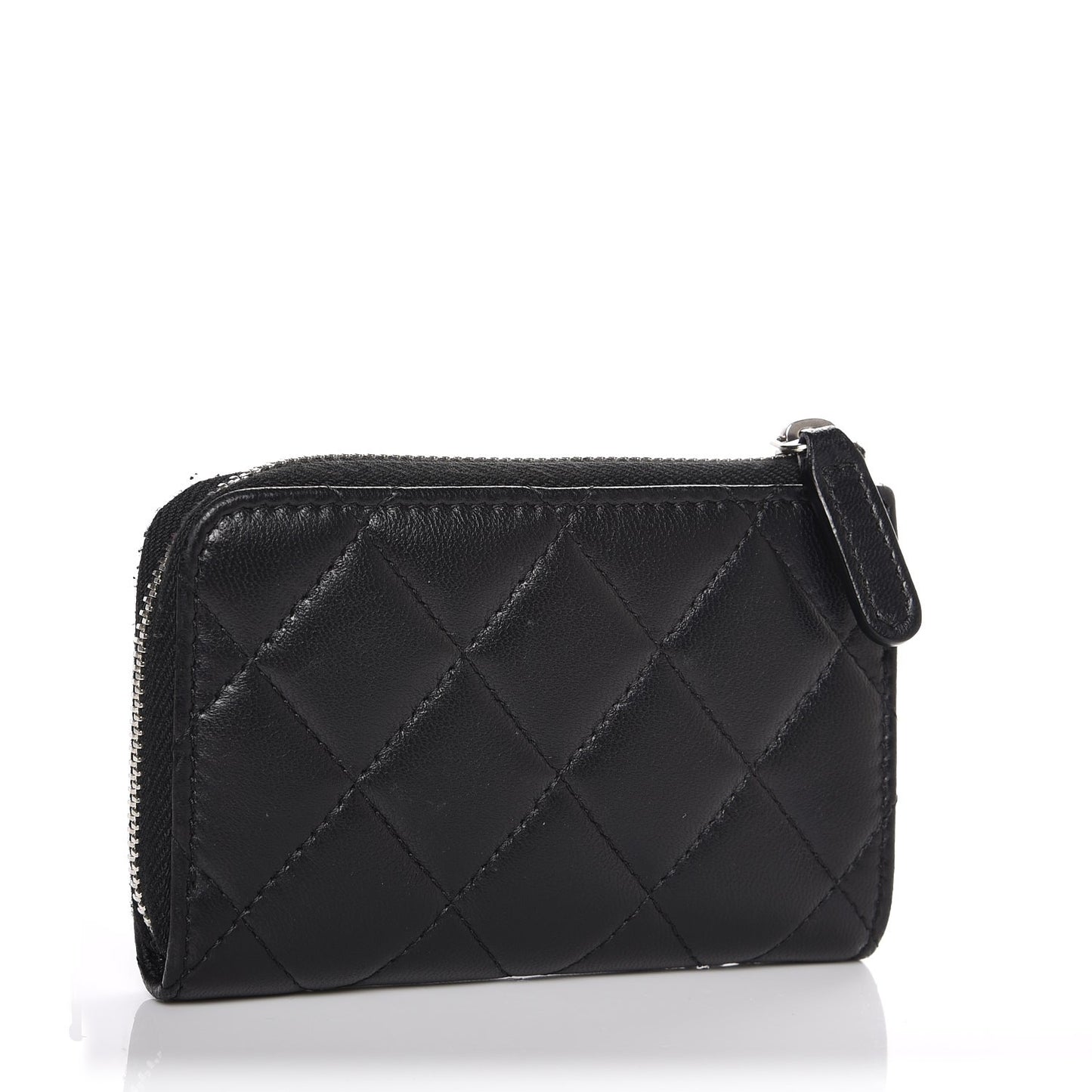 Lambskin Quilted Key Holder Case Black
