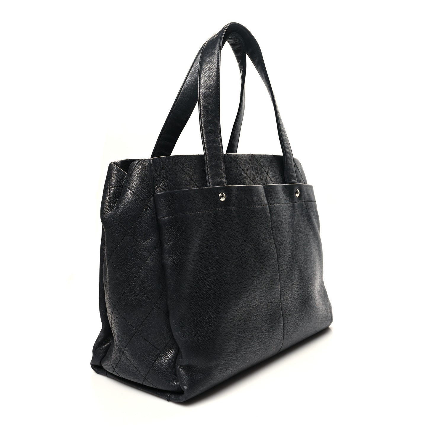 Caviar Stitched CC Shopper Tote Black