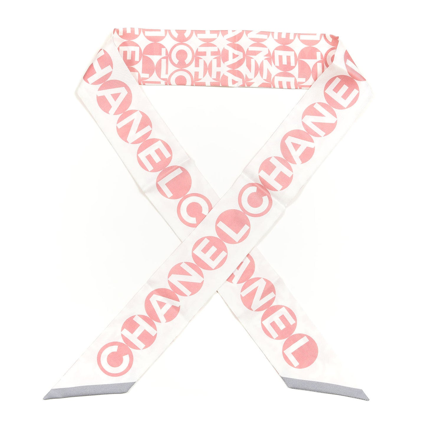 Silk CC Slim Bandeau Scarf Pink Grey