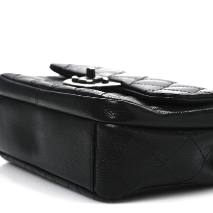 Chanel Shiny Goatskin Quilted Small Double Carry Waist Chain Flap Black 10 of 11