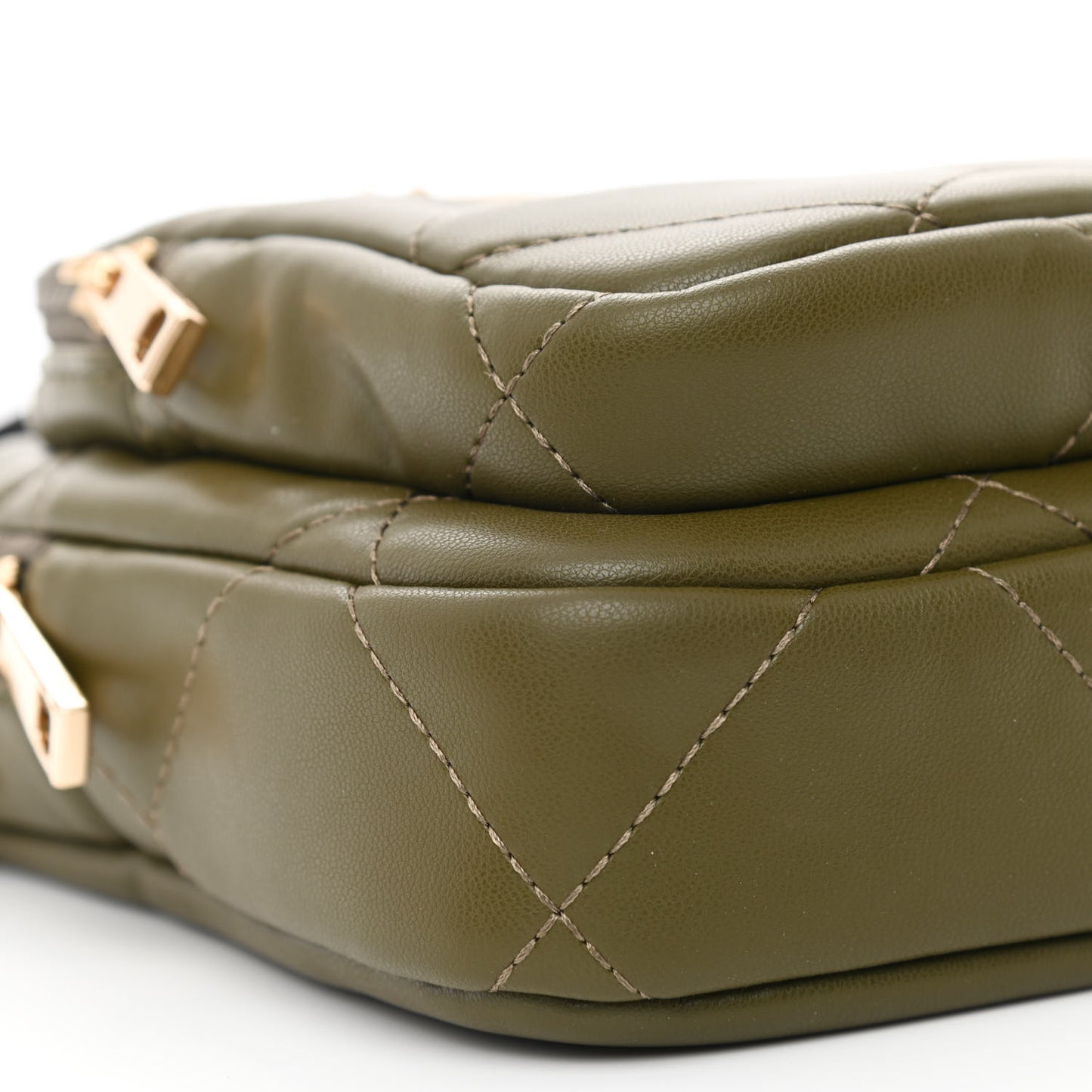 Calfskin Quilted North South Crossbody Olive Green