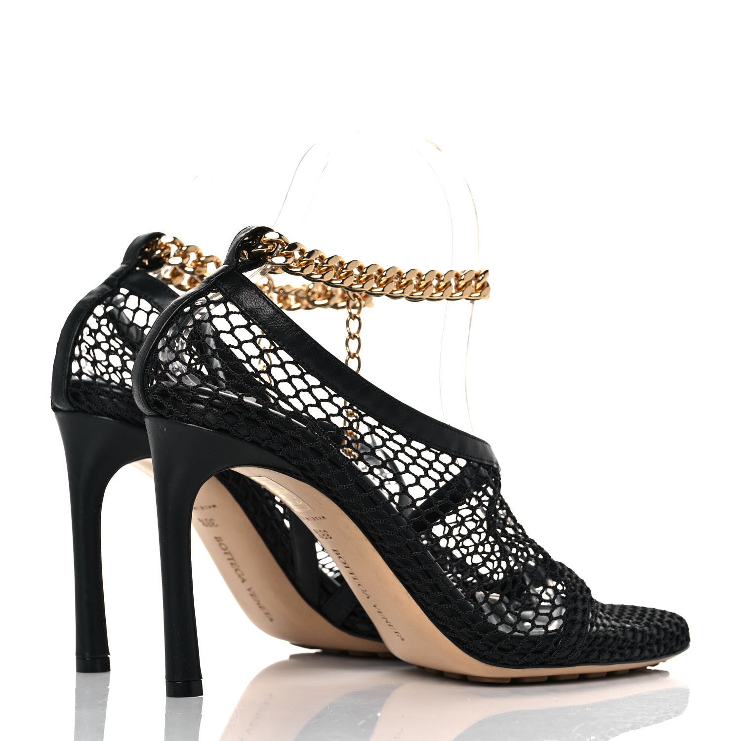 Bottega Veneta Mesh Nappa Chunky Chain Sandals 38.5 Black 4 of 8