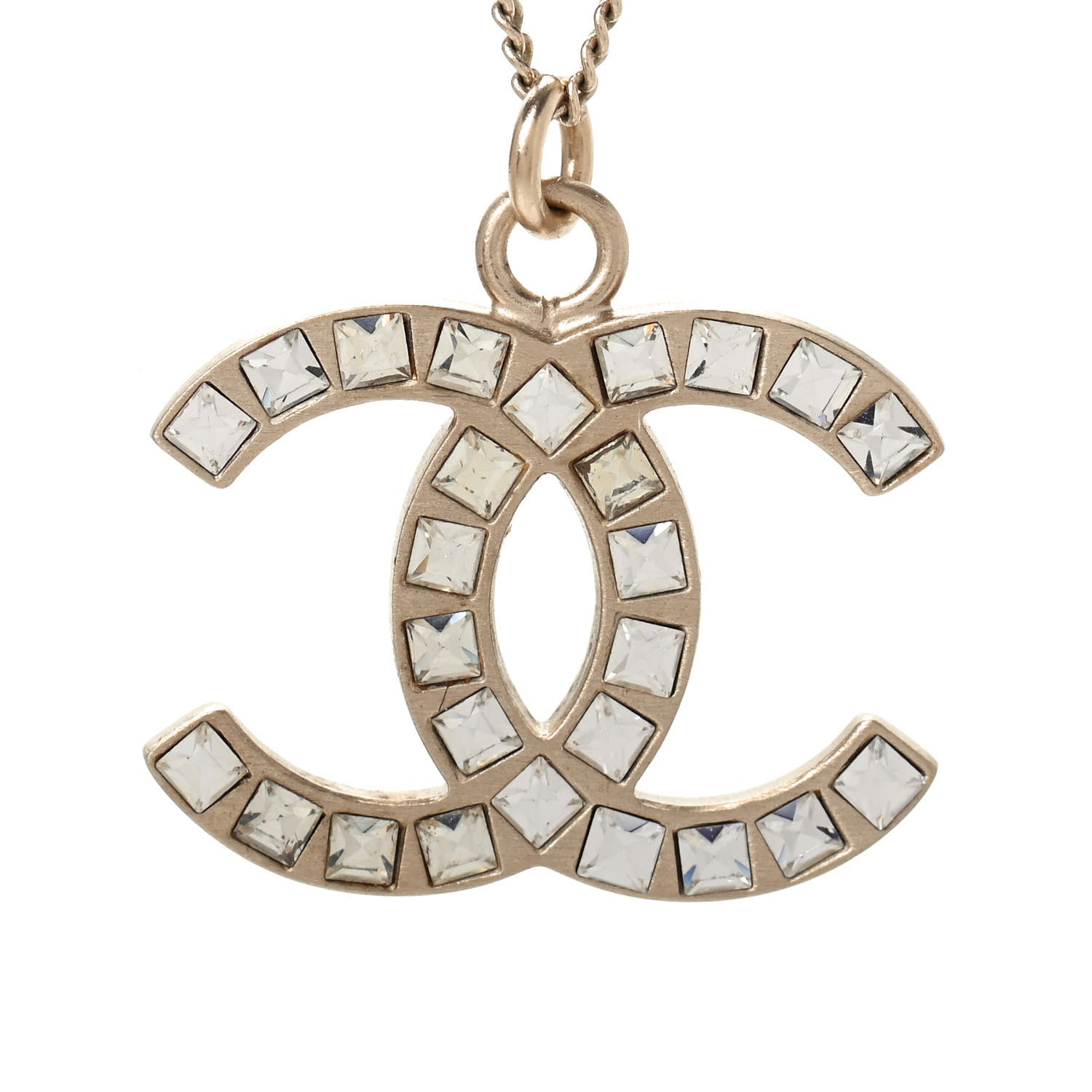 Chanel Baguette Crystal CC Necklace Light Gold 4 of 4