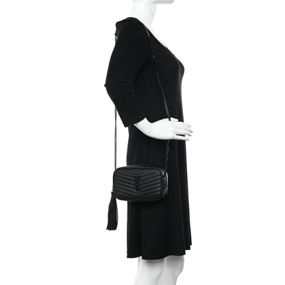 Saint Laurent Grain De Poudre Matelasse Monochrome Monogram Mini Lou Camera Bag Black 2 of 11
