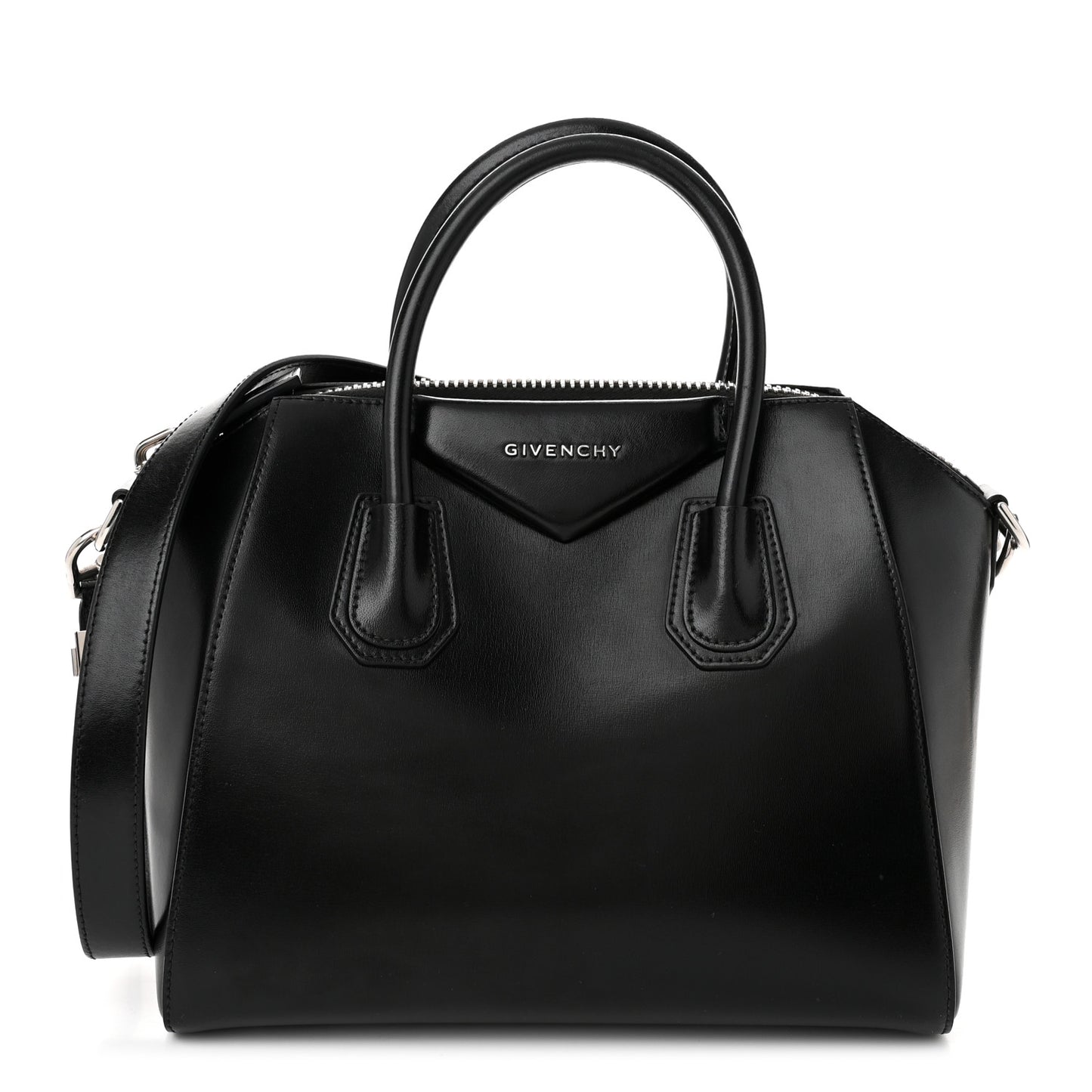 Shiny Lord Calfskin Small Antigona Black