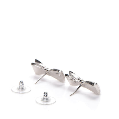 Chanel Crystal CC Bow Earrings Black Silver 3 of 5