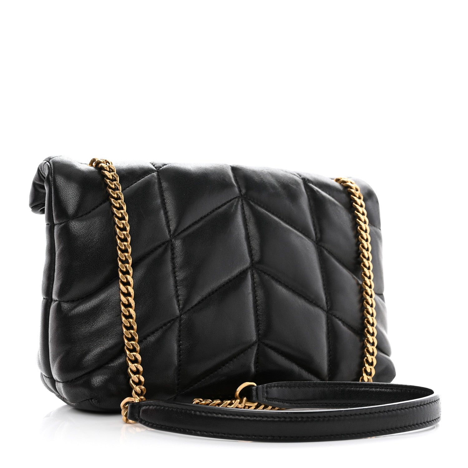 Saint Laurent Lambskin Quilted Toy Loulou Puffer Monogram Chain Satchel Black 3 of 11