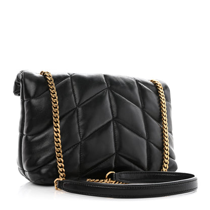Saint Laurent Lambskin Quilted Toy Loulou Puffer Monogram Chain Satchel Black 3 of 11