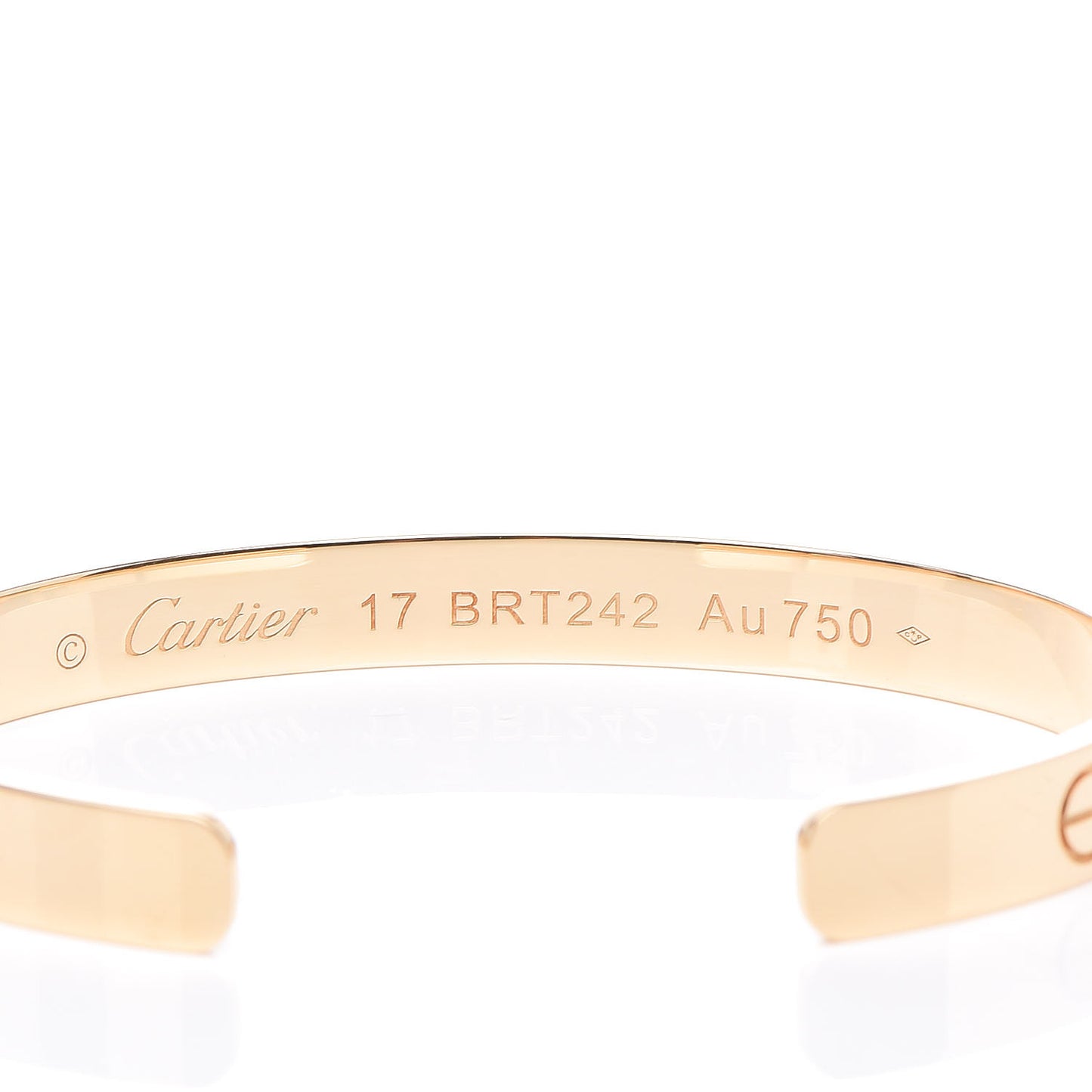 18K Yellow Gold LOVE Cuff Bracelet 17