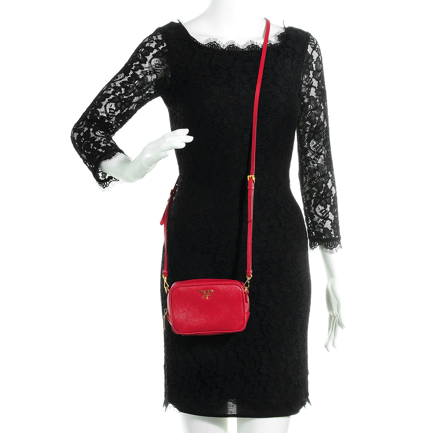 Saffiano Mini Camera Crossbody Bag Fuoco