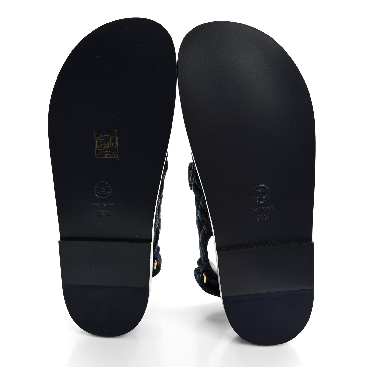 Chanel Denim Velcro Dad Sandals 38.5 Navy Blue 5 of 9