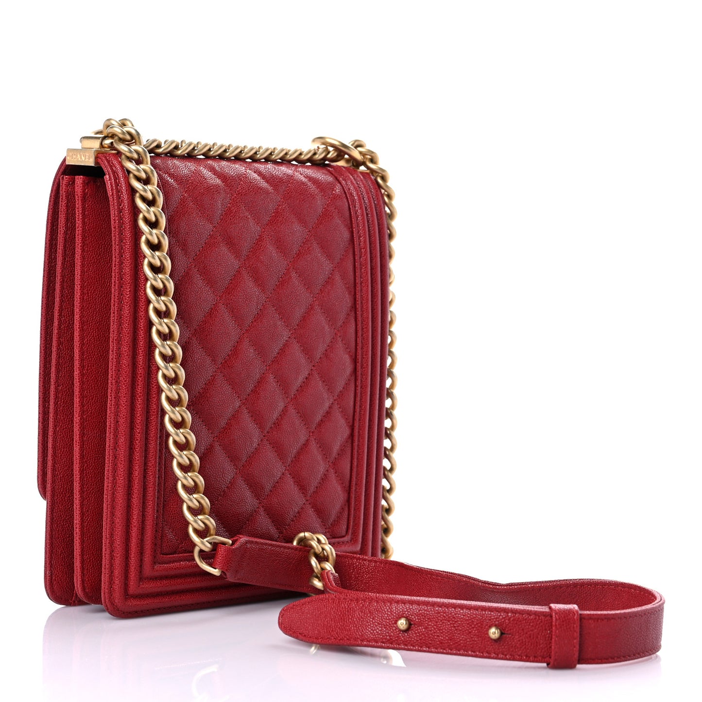 Caviar Quilted North South Boy Flap Red
