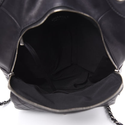 Chanel Lambskin Quilted Drawstring Backpack Navy Blue 5 of 15