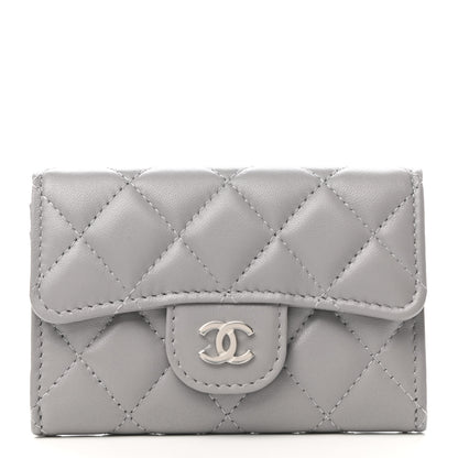 Chanel Lambskin Quilted Flap Card Holder Wallet Grey 1 of 9