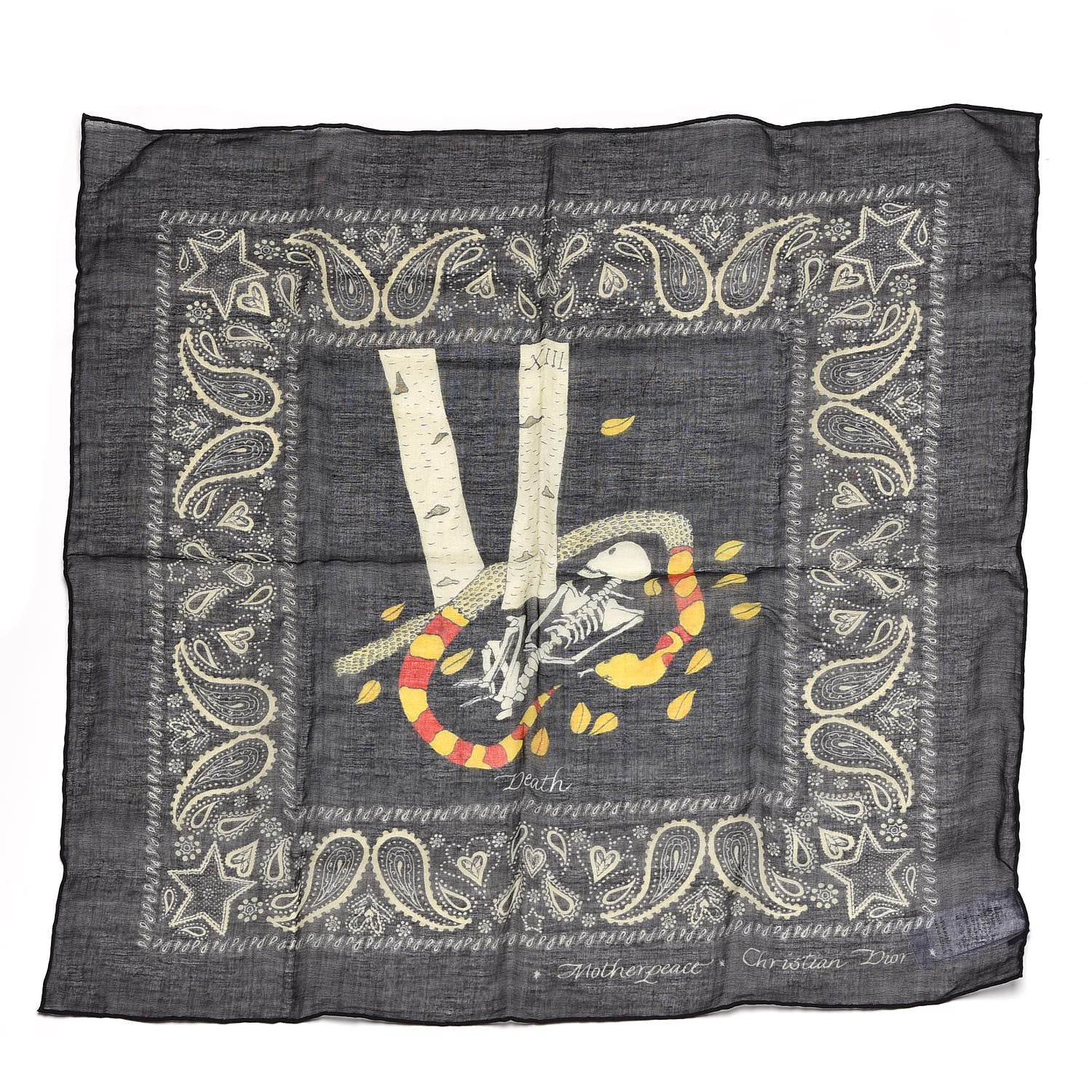 Christian Dior Cotton Cashmere Tarot Motherpeace Square Scarf Black Multi 1 of 4