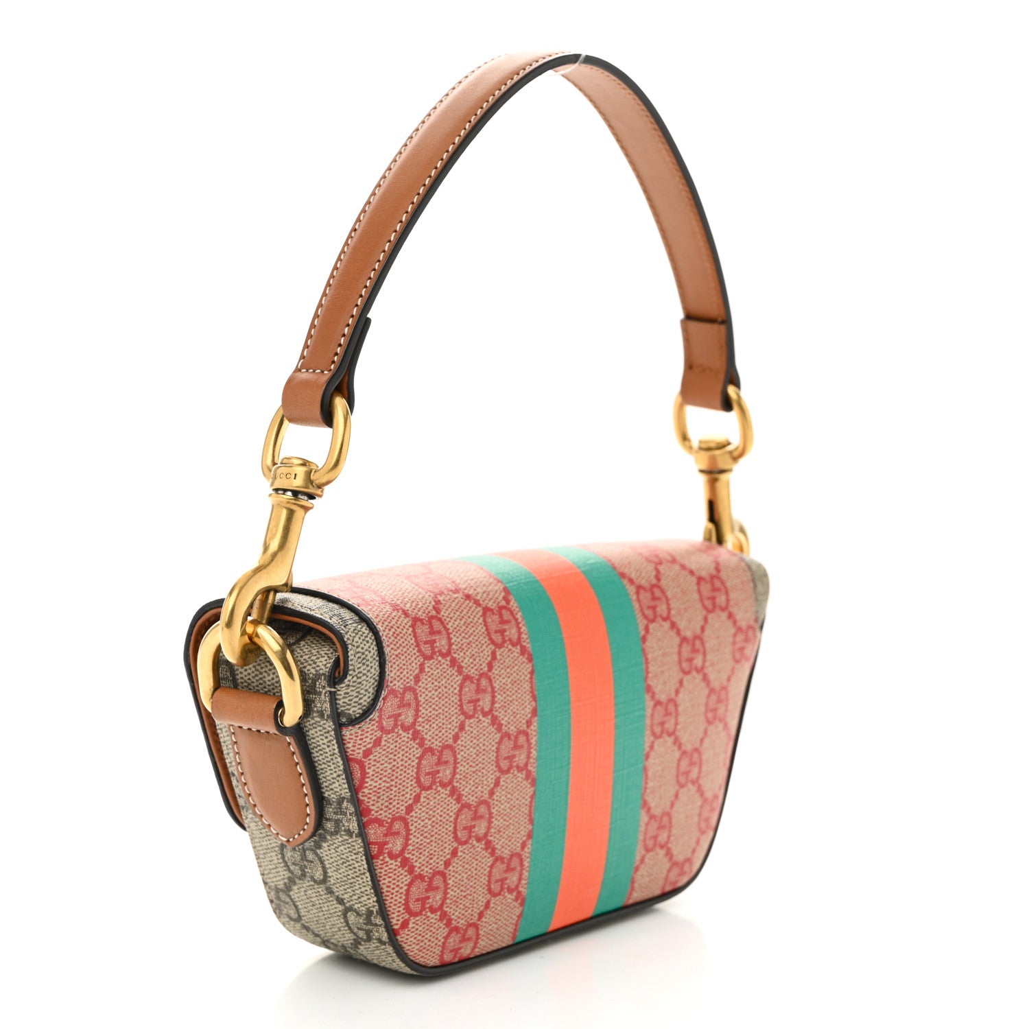Gucci X DANS LE VERT GG Supreme Monogram Cuoio Web Mini Retro Interlocking G Top Handle Beige Rosso Ebony Harness Brown 3 of 10