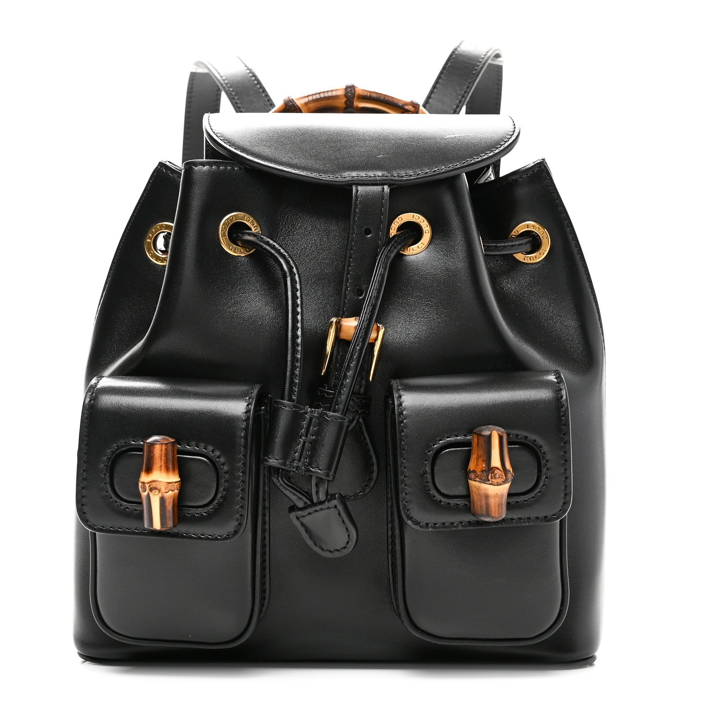 Calfskin Bamboo Backpack Black