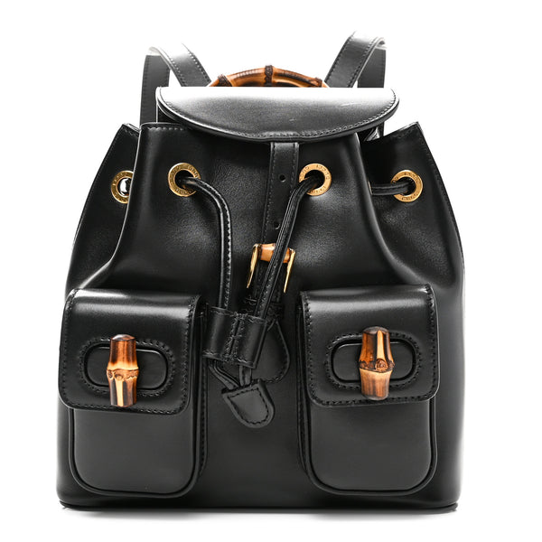 Gucci Preloved Bamboo Leather Backpack Wo - Black