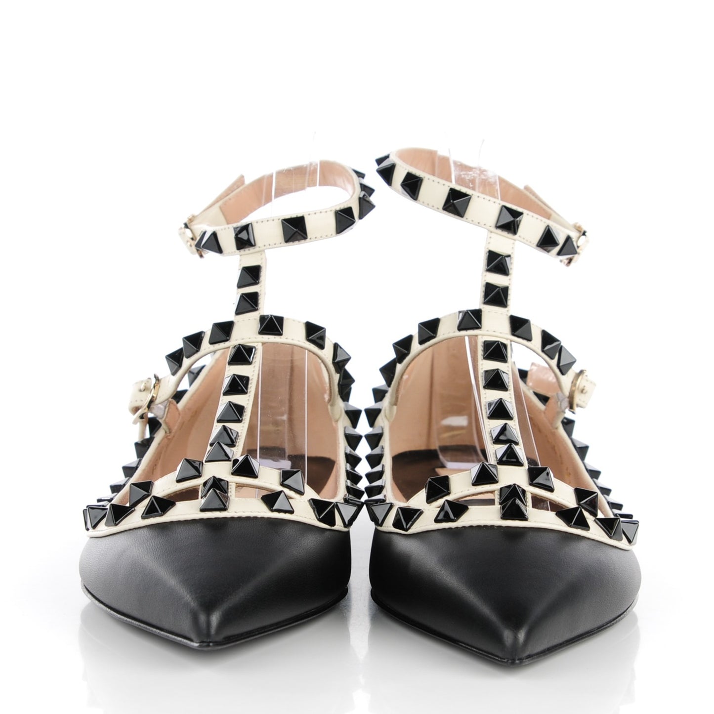 Nappa Rockstud Cage Ballerina Flats 35 Black Ivory