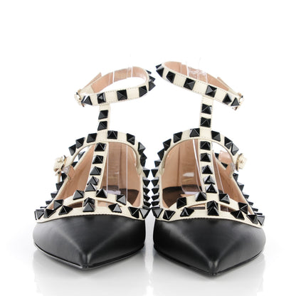 Valentino Garavani Nappa Rockstud Cage Ballerina Flats 35 Black Ivory 2 of 9