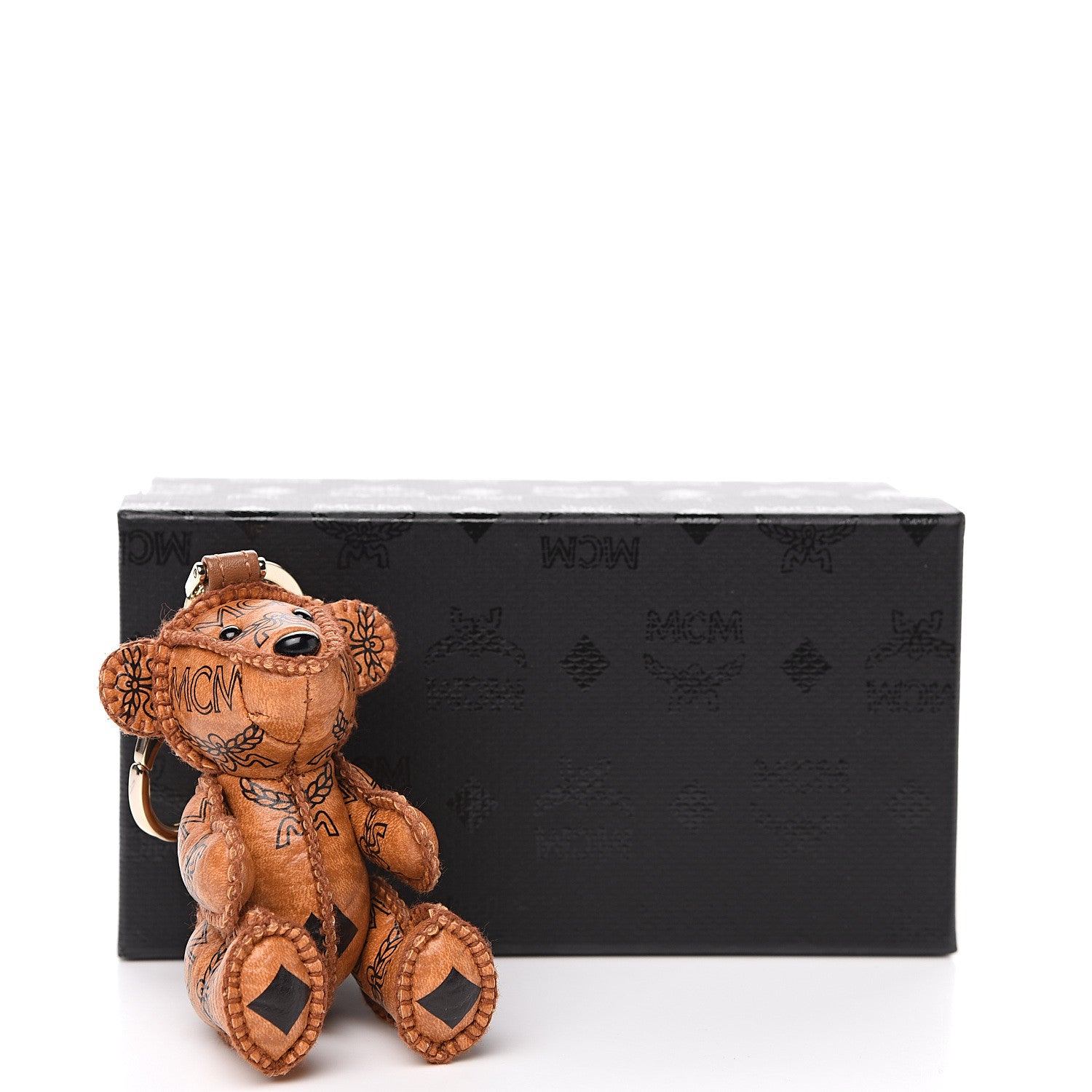 MCM Visetos Bear Key Ring Bag Charm Cognac 3 of 3