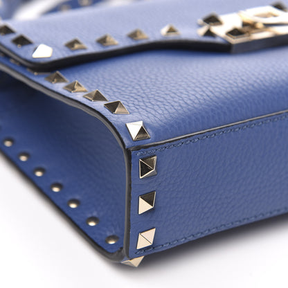 Valentino Garavani Pebbled Calfskin Medium Rockstud Flip Lock Crossbody Bag Baltique 7 of 8