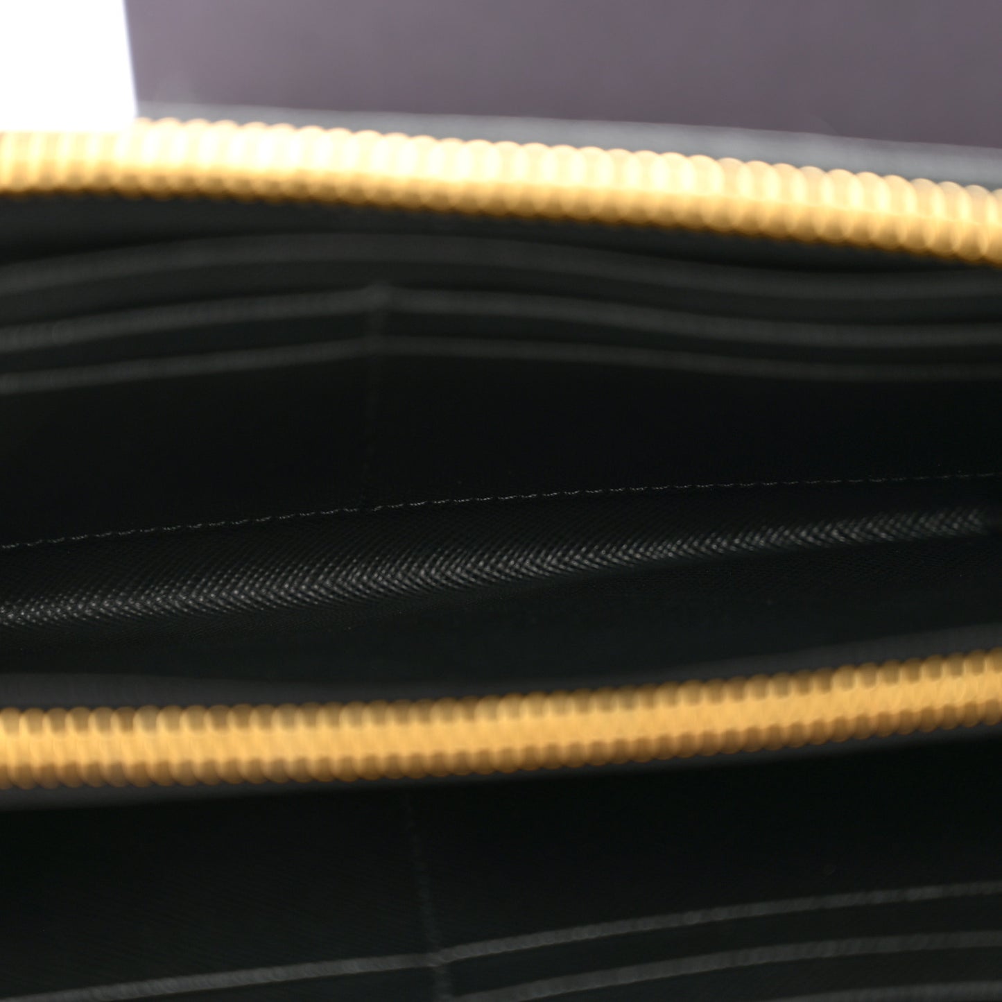 Saffiano Metal Zip Around Wallet Black