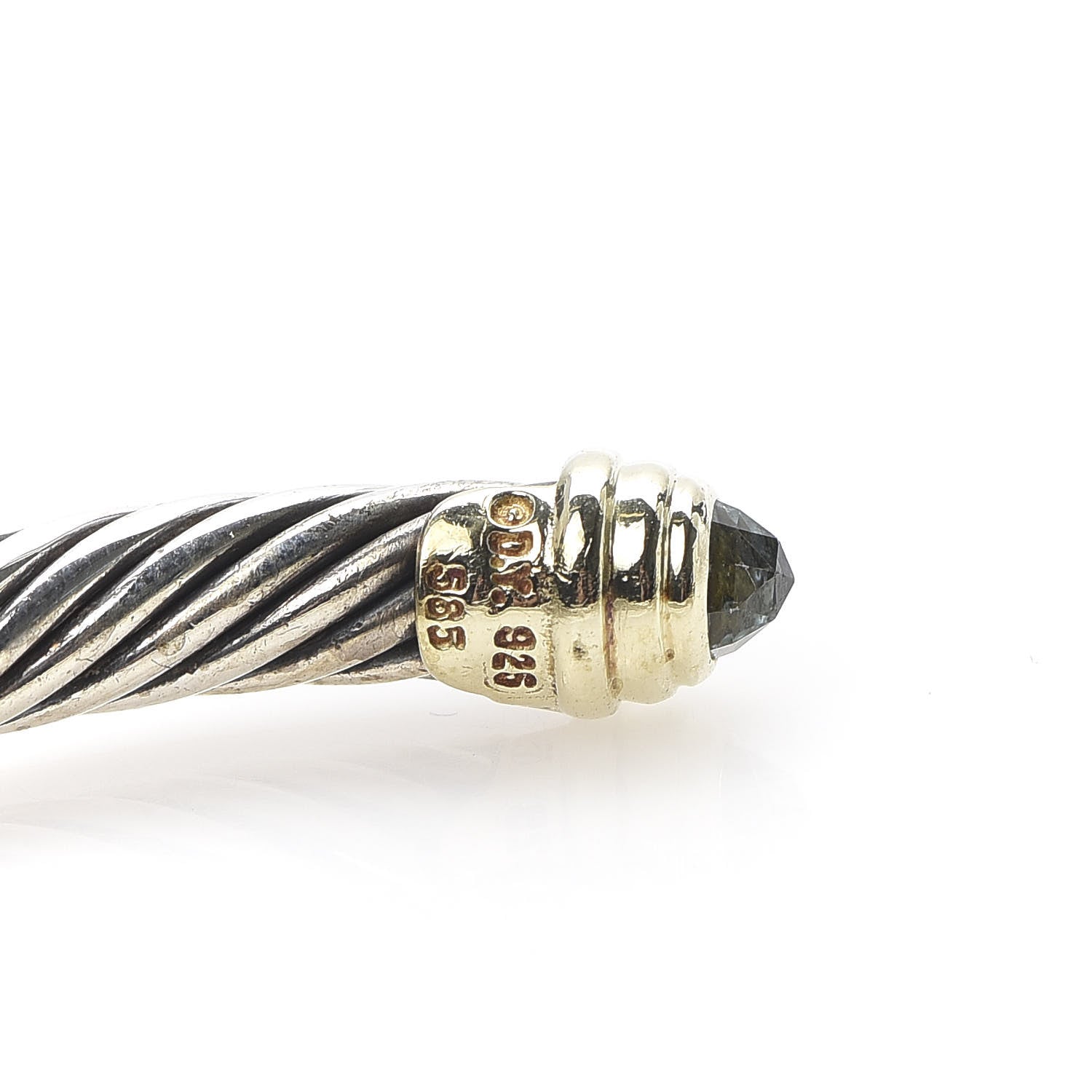 David Yurman Sterling Silver 14K Yellow Gold Prasiolite 5mm Cable Classics Petite Color Bracelet 4 of 5