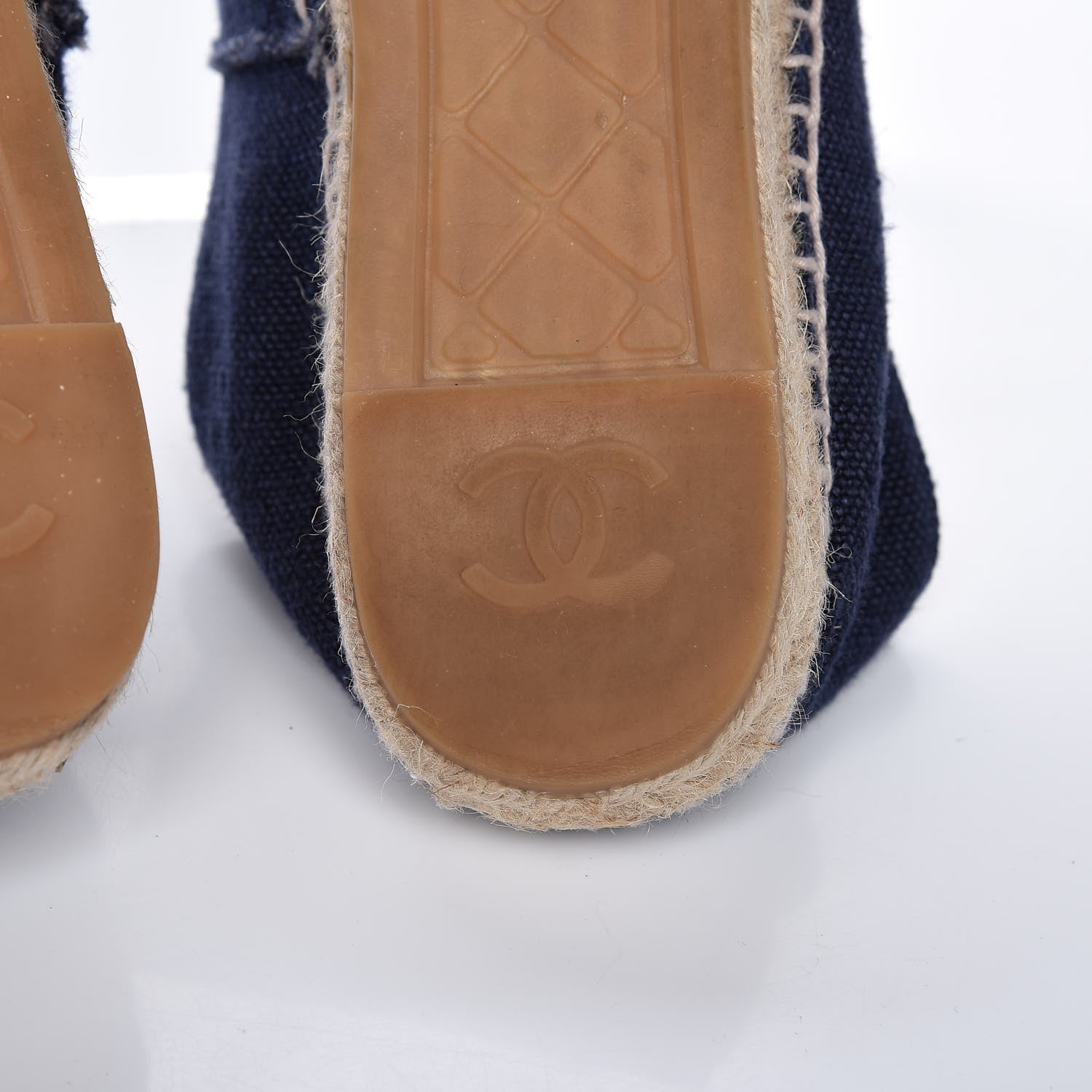 Chanel Denim Toile CC Espadrilles 41 Navy Black 10 of 15
