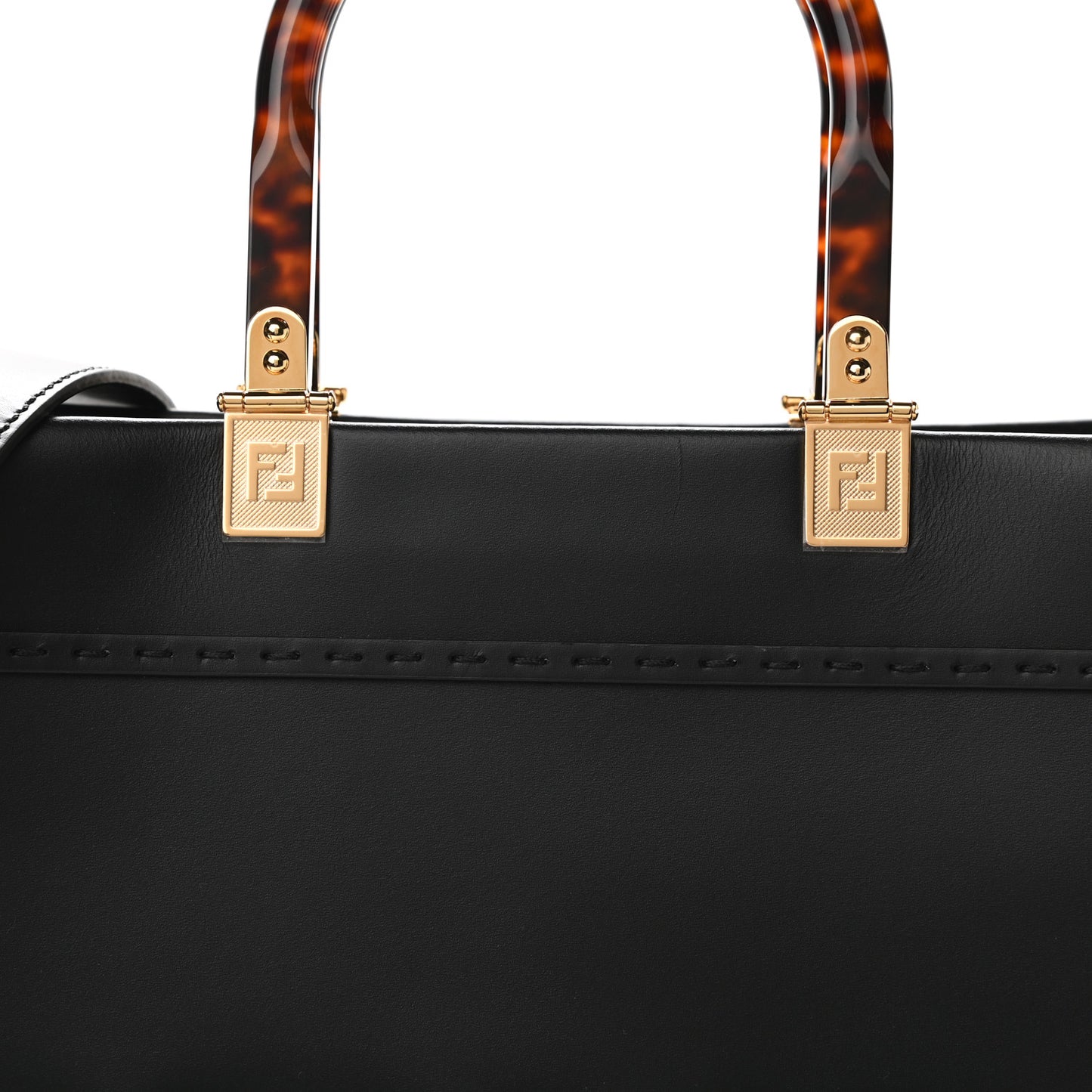 Vitello King Plexiglass Medium Fendi Sunshine Shopper Tote Black